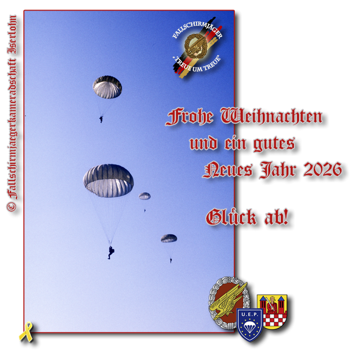 Frohe Weihnachten wünscht die Fallschirmjägerkameradschaft Iserlohn